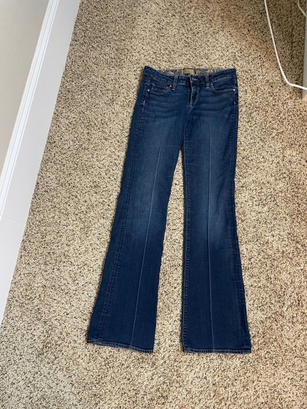 Paige Canyon Boot Y2K Jeans Women’s 27 Low Rise Flare Stretch Dark Blue